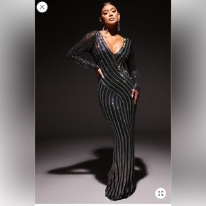 Black Rhinestone Gown